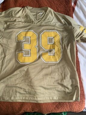 Urban Outfitters Beige Mesh Jersey with Yellow 39 Applique